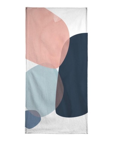 Serviette de bain en éponge-velours en bleu & gris 40x80