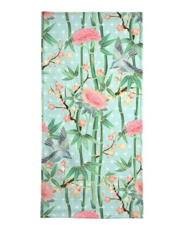 Serviette de bain en éponge-velours en rose & turquoise 70x140