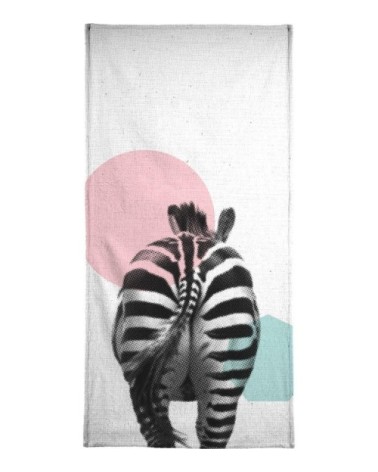 Serviette de bain en éponge-velours en bleu & noir 40x80