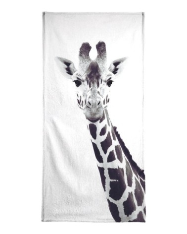 Serviette de bain en éponge-velours en blanc & gris 40x80