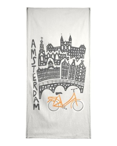 Serviette de bain en éponge-velours en gris & noir 40x80