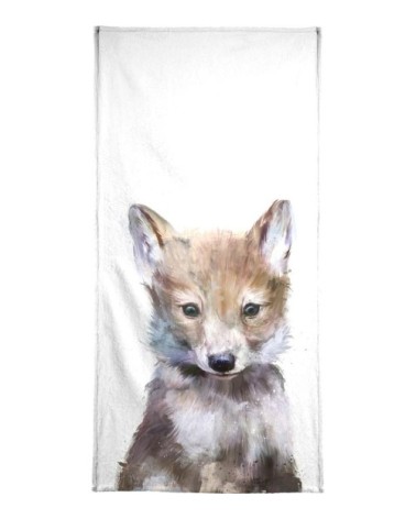 Serviette de bain en éponge-velours en blanc & marron 40x80