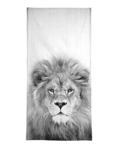 Serviette de bain en éponge-velours en blanc & gris 70x140