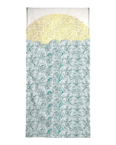 Serviette de bain en éponge-velours en blanc & jaune 70x140