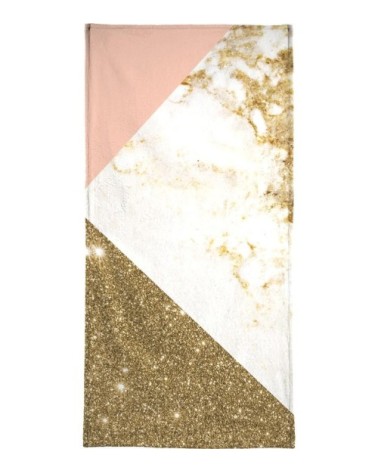 Serviette de bain en éponge-velours en blanc & marron 40x80