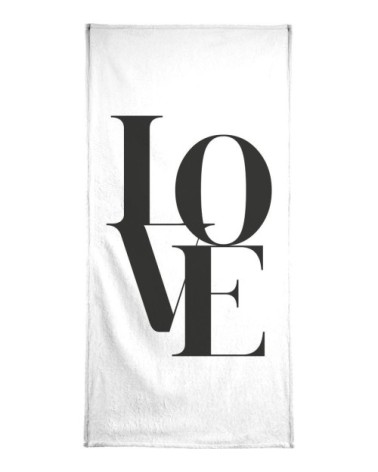 Serviette de bain en éponge-velours en blanc & noir 70x140