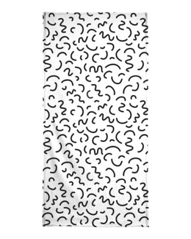 Serviette de bain en éponge-velours en blanc & noir 70x140