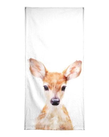 Serviette de bain en éponge-velours en blanc & marron 70x140