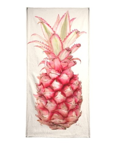 Serviette de bain en éponge-velours en blanc ivoire & rose 70x140