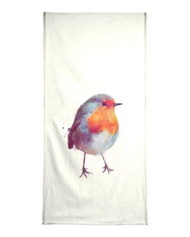 Serviette de bain en éponge-velours en blanc ivoire & bleu 70x140