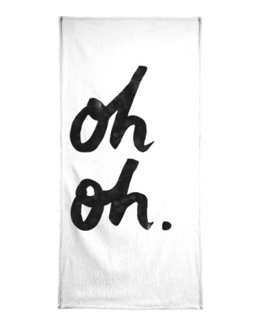 Serviette de bain en éponge-velours en blanc & noir 40x80