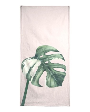 Serviette de bain en éponge-velours en blanc & vert 40x80