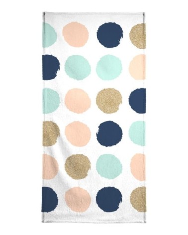 Serviette de bain en éponge-velours en rose & vert 40x80