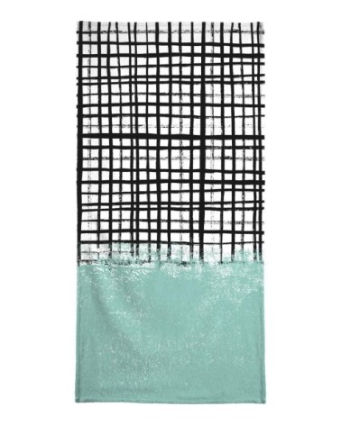 Serviette de bain en éponge-velours en blanc & noir 40x80