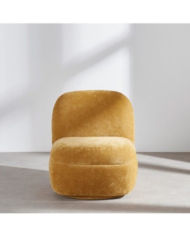 Fauteuil pivotant effet velours ocre
