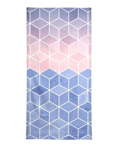 Serviette de bain en éponge-velours en bleu & rose 70x140