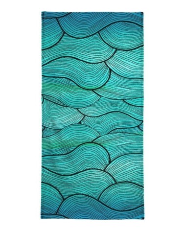 Serviette de bain en éponge-velours en bleu & turquoise 70x140