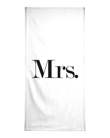 Serviette de bain en éponge-velours en blanc & noir 40x80