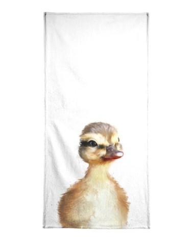 Serviette de bain en éponge-velours en blanc & jaune 70x140