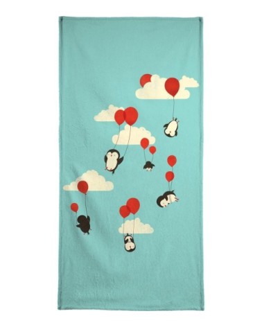 Serviette de bain en éponge-velours en blanc & bleu 40x80