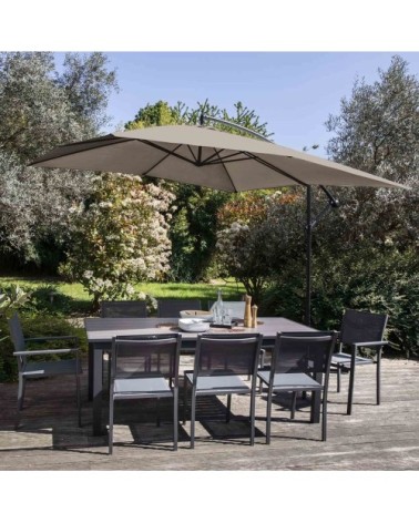 Parasol déporté 3x3m acier taupe
