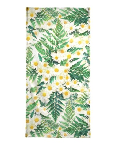 Serviette de bain en éponge-velours en blanc ivoire & jaune 70x140