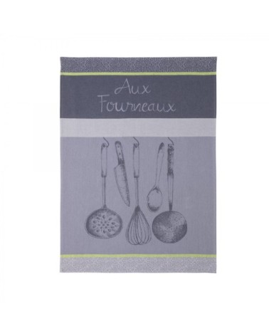 Torchon en jacquard de coton gris 50x75