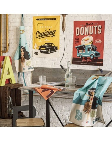 Torchon en coton orange 50x75