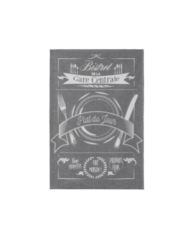 Torchon en coton gris 50x75