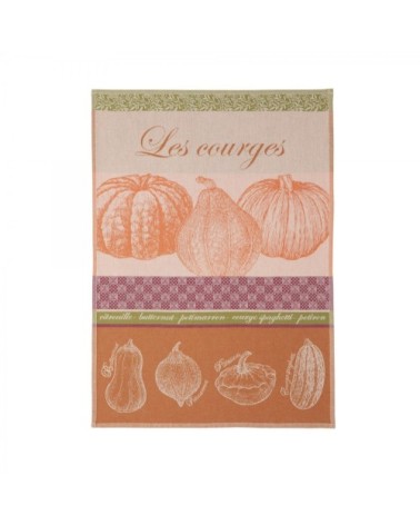 Torchon en jacquard de coton orange 50x75