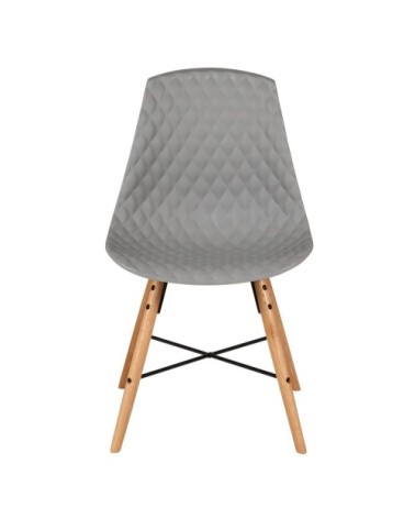 Chaise grise à coque effet matelassé piétement chêne