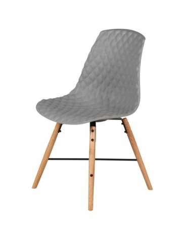 Chaise grise à coque effet matelassé piétement chêne