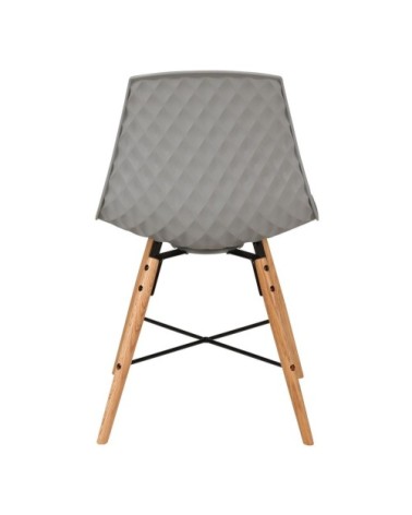 Chaise grise à coque effet matelassé piétement chêne