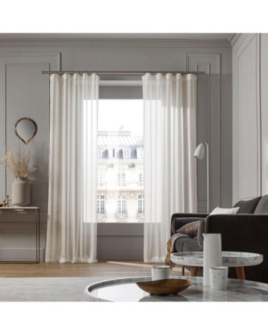 Voilage à galon fronceur 145x300 cm Ivoire