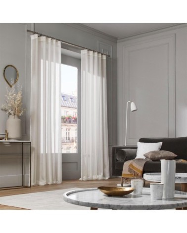 Voilage à galon fronceur 145x300 cm Ivoire