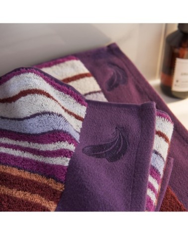 Drap de douche coton 70x140 cm violet rayé
