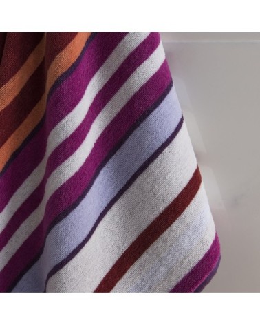 Drap de douche coton 70x140 cm violet rayé