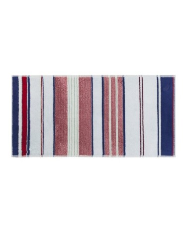 Serviette coton 50x100 cm bleu foncé rayé