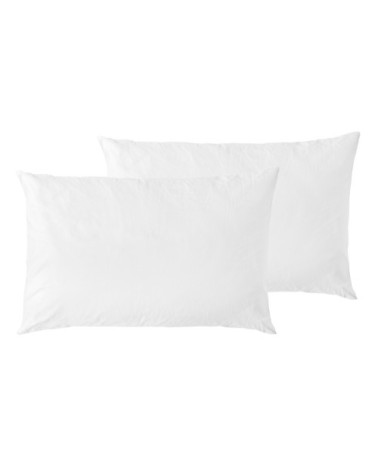 2 taies d'oreiller en flanelle de coton Blanc 50x70 cm