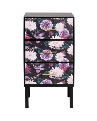 Petit meuble 3 tiroirs à motifs multicolores