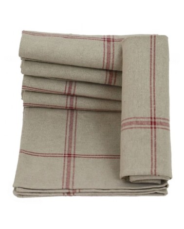 Lot de 6 torchons de cuisine en lin rouge