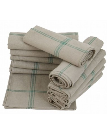Lot de 12 torchons de cuisine en lin vert