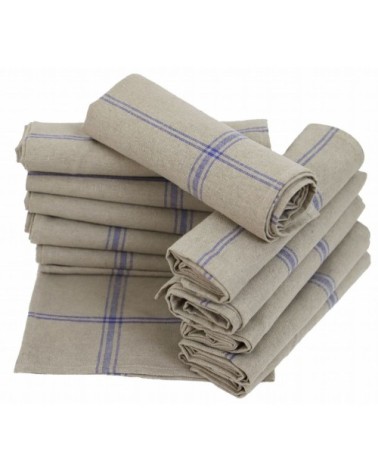 Lot de 12 torchons de cuisine en lin bleu