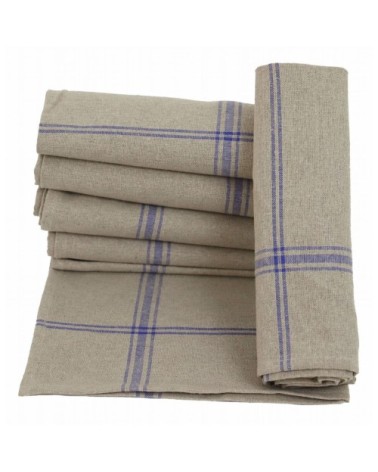 Lot de 6 torchons de cuisine en lin bleu