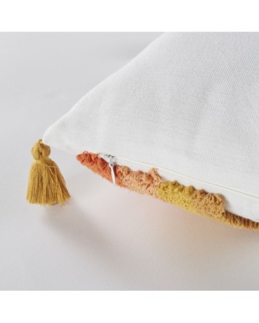 Coussin imprimé arc-en-ciel jaune moutarde, jaune et blanc, 25x40