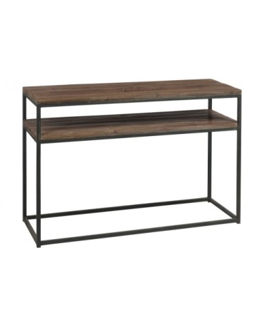 Console en bois brut et métal