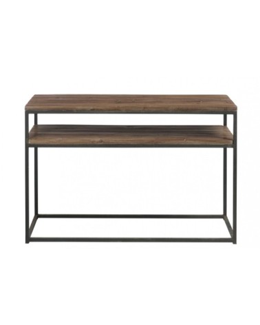 Console en bois brut et métal