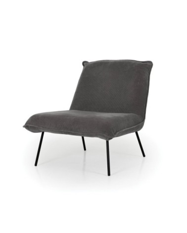 Fauteuil lounge velours côtelé gris