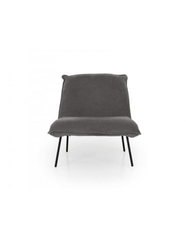 Fauteuil lounge velours côtelé gris