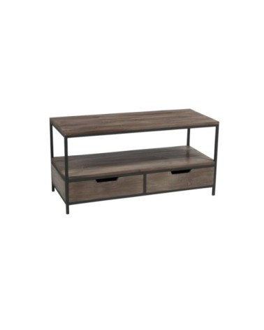 Table basse bois et métal avec tiroirs